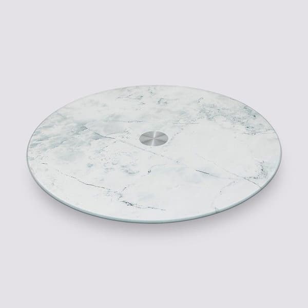 Vitt marmor-effekt snurrfat - 5five Vit