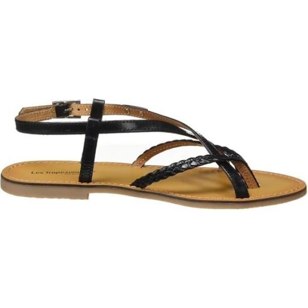Les Tropéziennes Chou platta sandaler i svart läder för kvinnor - Åtdragningsspänne - Exceptionell komfort Svart 38
