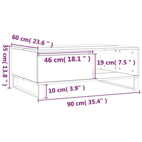 vidaXL Sonoma Soffbord Grå 90x60x35 cm Konstruerat trä 827074