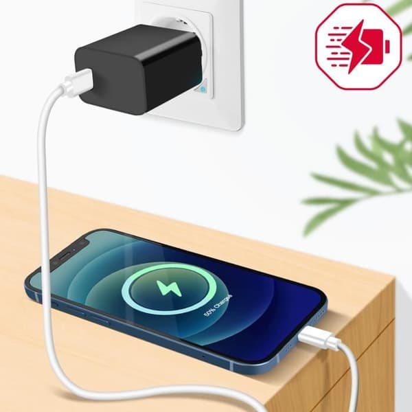 Kabel USB Typ C till Lightning 1M Laddning och synkronisering Maxlife White