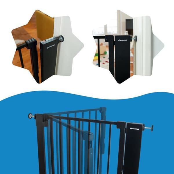 Badabulle Barnsäkerhetsbarriär Safe&Pass - Tryckmonteringssystem - Automatisk Låsning Svart
