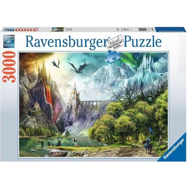 3000 bitars pussel - RAVENSBURGER - Reign of Dragons - Djur - Vuxen - Blå - Flerfärgad Flerfärgad
