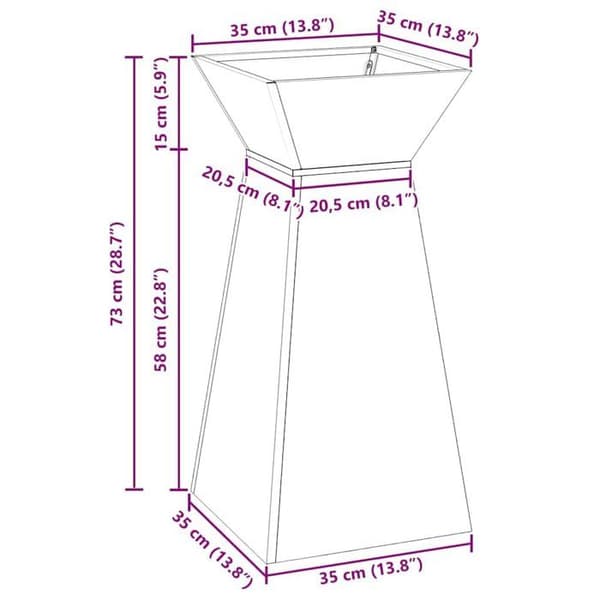 Pillarplanter - vidaXL - Silver - 35x35x73 cm - Hållbar - Utomhusbruk - Montering krävs