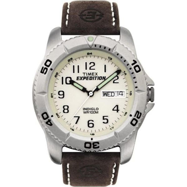 Klocka - Timex - T46681 - Luminösa visare - Läderarmband - Vattentålighet 10 Atm