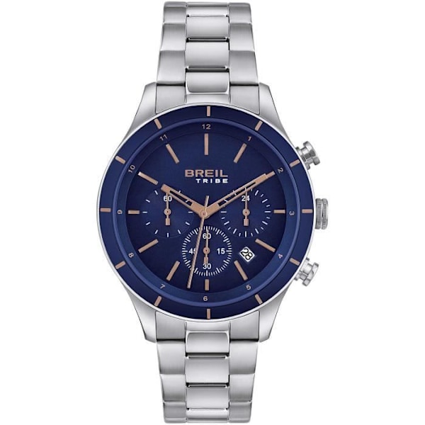 Chronograph Watch - BREIL - Dude - Silver/Stål - 5 ATM vattentäthet - Quartz Movement Silver, blått, roséguld