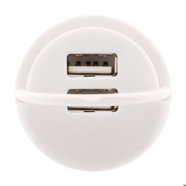 Dubbel USB-laddare 2,1A med utdragbart ring i vitt - Zenitech Vit