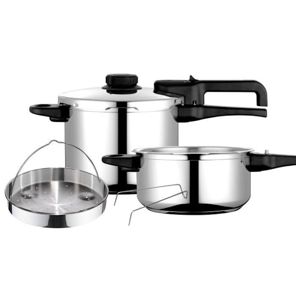 Tryckkokare 6 + 4 L, induktion, 18/10 rostfritt stål, tryckregulator FAGOR Dual Xpress 6/4 Silver 802790
