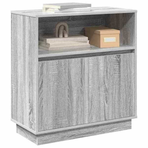 vidaXL Buffé LED Grå Sonoma 71 x 34,5 x 75 cm Ingenjörsträ 869655