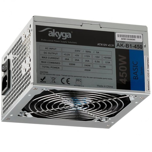 Akyga Basic Series AK-B1-400 strömförsörjning - ATX12V 2,31 - 400 Watt - PFC - grå Grön