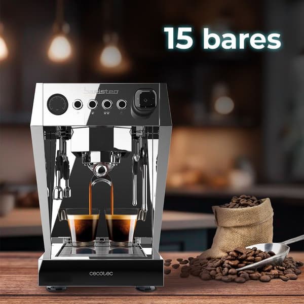 Cecotec Professionell Espressomaskin Barista Baristeo Brava. Förinfusionssystem för optimal extraktion. Grå