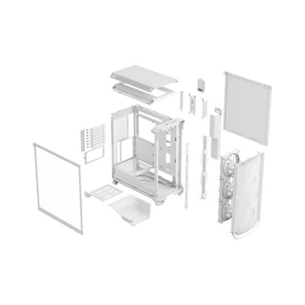 PC-chassi - FRACTAL DESIGN - Meshify 3 Ambience Pro RGB - E-ATX (277 mm) - 3 fläktar - USB Typ C 20 Gbps - Vit