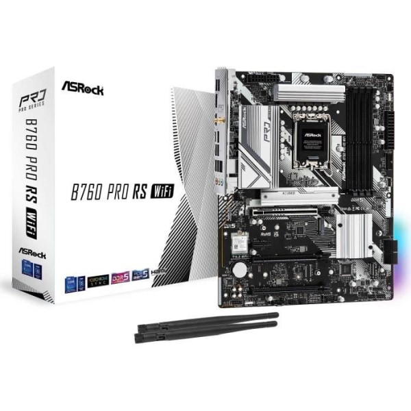 ASRock B760 PRO RS WiFi - ATX Socket 1700 Intel B760 Express Moderkort - 4x DDR5 - M.2 PCIe 4.0 - USB 3.1 - PCI-Express 5.0 16x - L