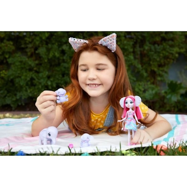 Enchantimals - Esmeralda Elephant & Elephants - Mini-docka - Grå - Från 4 år