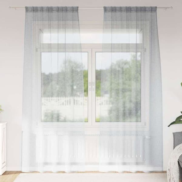 Gardiner i voile - vidaXL - Mörkgrå - Polyester - 140x245 cm - 2 stycken - Utvändig montering Mörkgrå