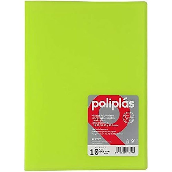 Ringbindare - GRAFOPLÁS - Modell Folio - 10 fickor - Omslag i polypropen - A4-format ljusgrön