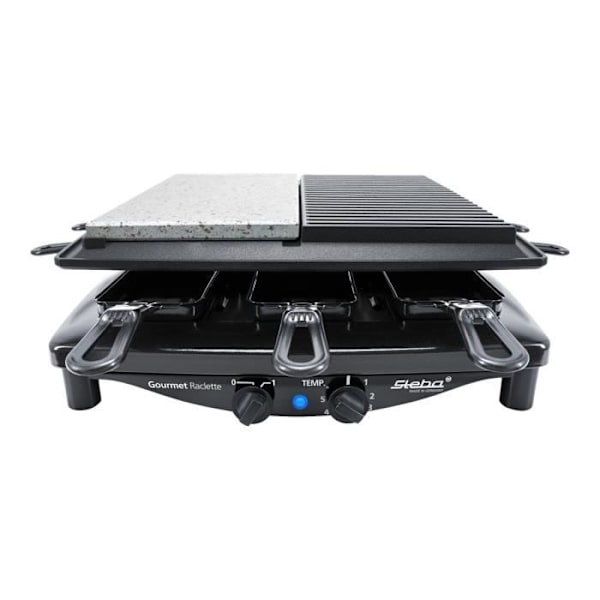 Raclette/grill/grillsten - STEBA - RC 4 plus - 8 personer - 1450 Watt - Non-stick beläggning Svart