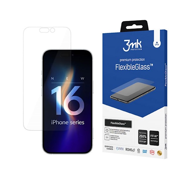 Härdat glas för iPhone 16 Plus 3mk FlexibleGlass