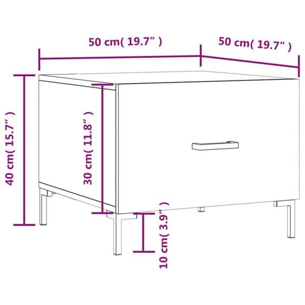 vidaXL Soffbord Blank Vit 50x50x40 cm Konstruerat trä 829400