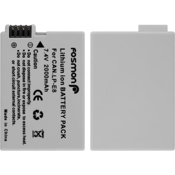 Ersättningsbatteri - Fosmon - LP-E8 - 2000mAh - 7.4V - Kompatibel med Canon EOS 700D, 550D, 600D
