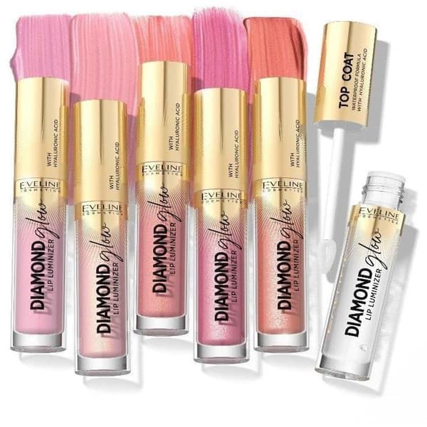 Gloss - EVELINE - Läppglans Diamond Glow - Nr 08 - Glittrande lyster - Glamourlook ROSA