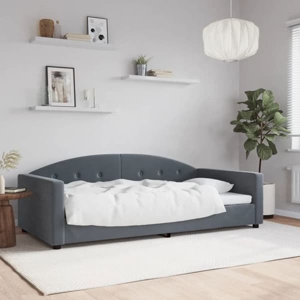 vidaXL Sängsoffa utan madrass mörkgrå 100x200 cm sammet 354144