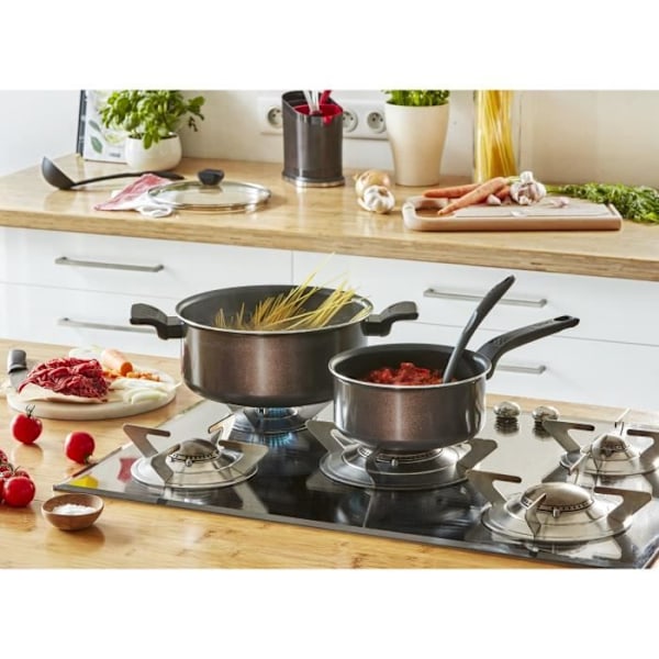 TEFAL B5542902 LÄTT TILLAGNING & RENGÖRING Kastrull 18 cm (2,1 L), Säker non-stick beläggning, Alla värmekällor utom induktion, Tillverkad i Frankrike