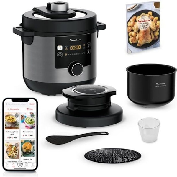 MOULINEX CE778810 Multicooker, Turbo-Crisp Lock, 15 autoprogram, Tryckkokning, Dedikerad App, Turbo Cuisine & Fry
