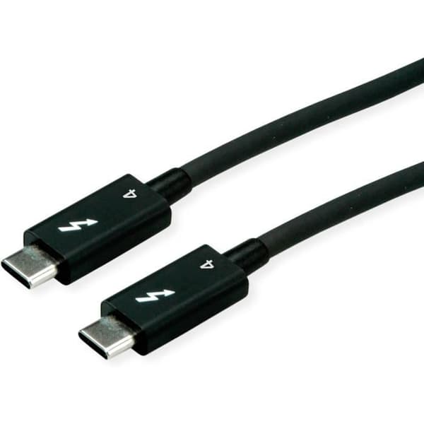 Thunderbolt 4-kabel - ROLINE - C‑C 1,5 m - 40 Gbit/s - 100W - Svart Svart
