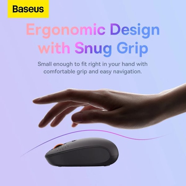 Trådlös Tri-Mode Mus F01B (B01055503833-00) Bluetooth 5.0, 2.4G, 1600 DPI - Baseus - Frostgrå