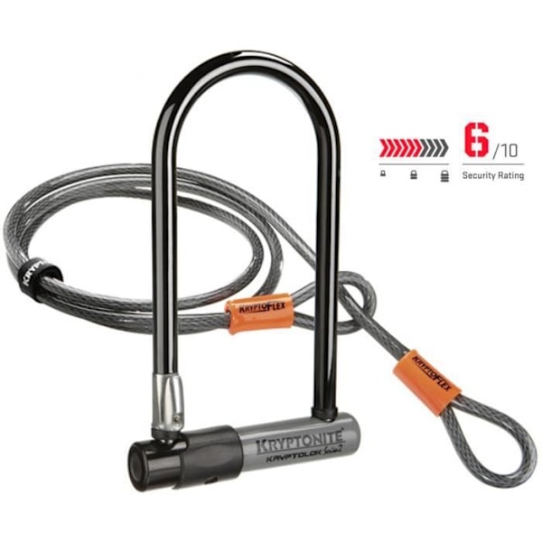 Kryptonite KryptoLok Mini-7 U-Lock - Stål - Skyddsnivå 6 - Orange/Svart Orange, Svart