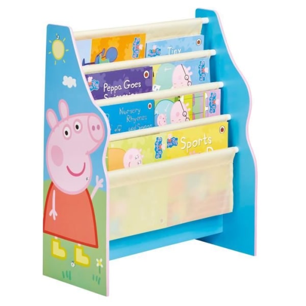 Peppa Pig bokhylla i MDF, fack i polyester. 23x51x60 cm. Peppa gris