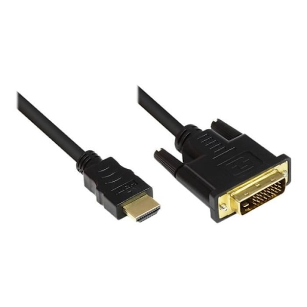 DVI-D (M) till HDMI (M) videokabel - Bra anslutningar - 1 m - Trippelskärmad