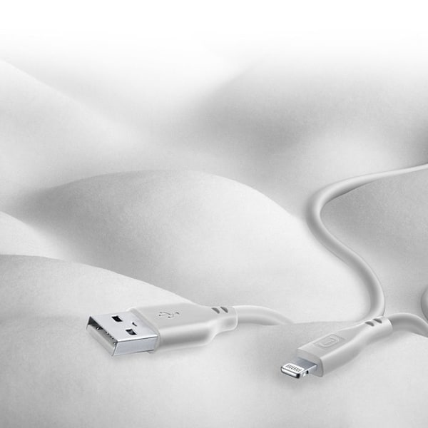 Cellularline Soft Cable - USB-A till Lightning kabel certifierad MFi 1,2 m (grå)