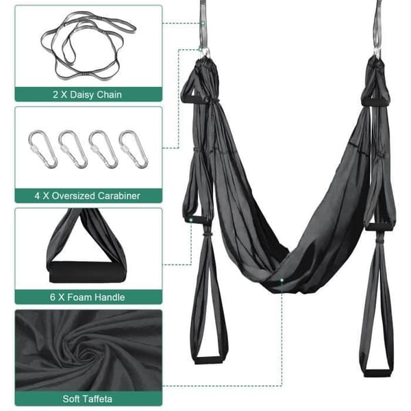 Luftyoga Hängmatta - LEOGREEN - Nylon Taffetas - Kapacitet 300 kg