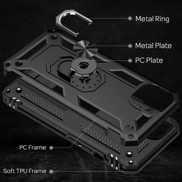 Skyddsskal - NALIA - iPhone 13 - 360° roterande ring - Stötsäker - Kompatibel med magnetiska fästen