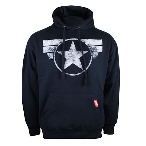 Marvel Comics Captain America Hoodie för män - Captain America Logotyptryck - Marinblå marinblå XL