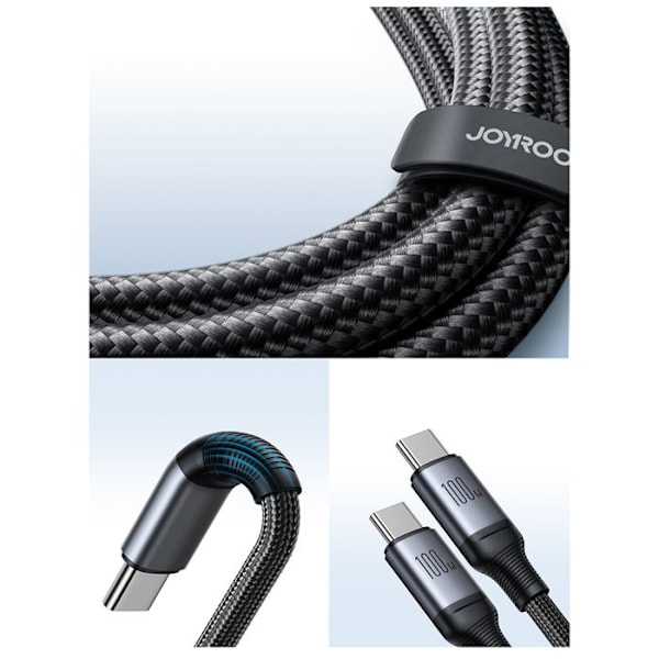 Typ-C-kabel till 2x Typ-C, snabb laddning, 100 W, 1,5 m - JoyRoom Speedy Series (SA21-1T2) - Svart