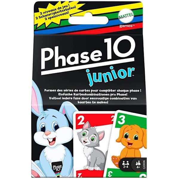 Sällskapsspel - Mattel - Phase 10 Junior - Flera färger - 56 kort - 2 till 4 spelare