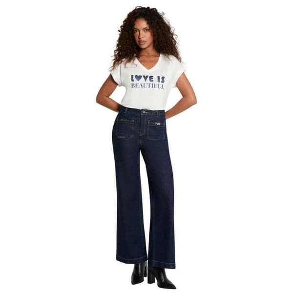 Rak v-ringad t-shirt Vit M