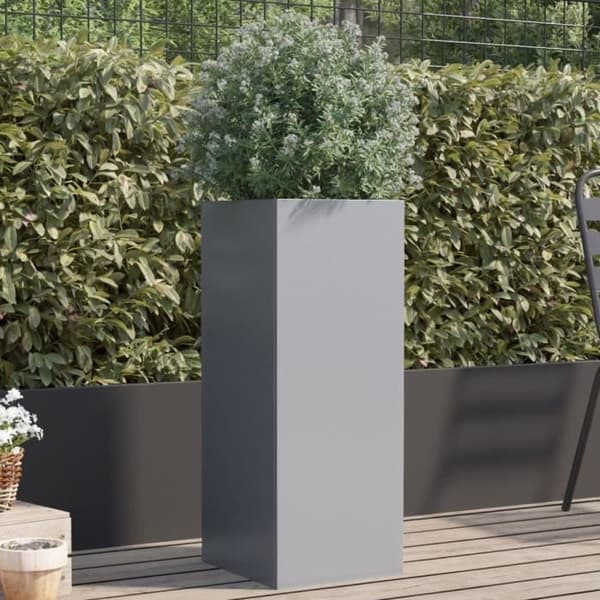 Jardinière - VIDAXL - 32x27,5x75 cm - Galvaniserad stål - Silverfärgad -rektangulär silver-