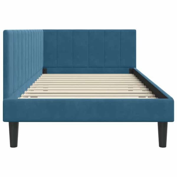 vidaXL Hörnsängram Blå 90 cm x 190 cm Sammet 42016337 Blå