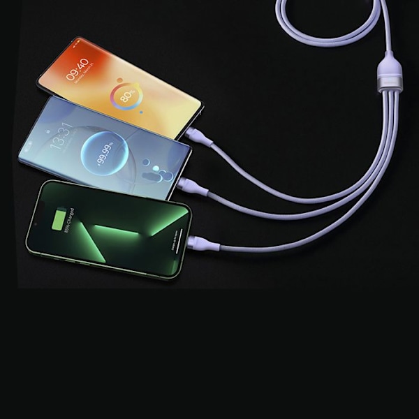 Data cable 3 i 1, USB, 66 W, 1,2 m - Baseus Flash Series 2 (CASS040005) - Lila