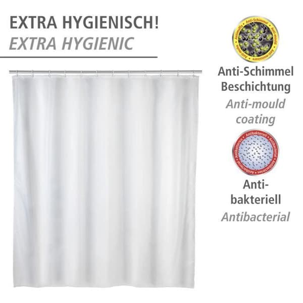 Duschdraperi - WENKO - Uni Vit - Antimögel - Polyester 100% - 120x200 cm Vit
