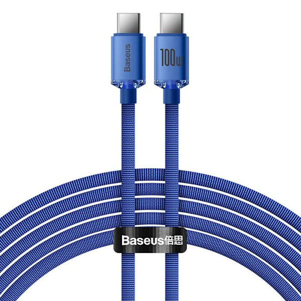 Baseus Crystal Shine 100W USB-C till USB-C-kabel 1,2M Blå