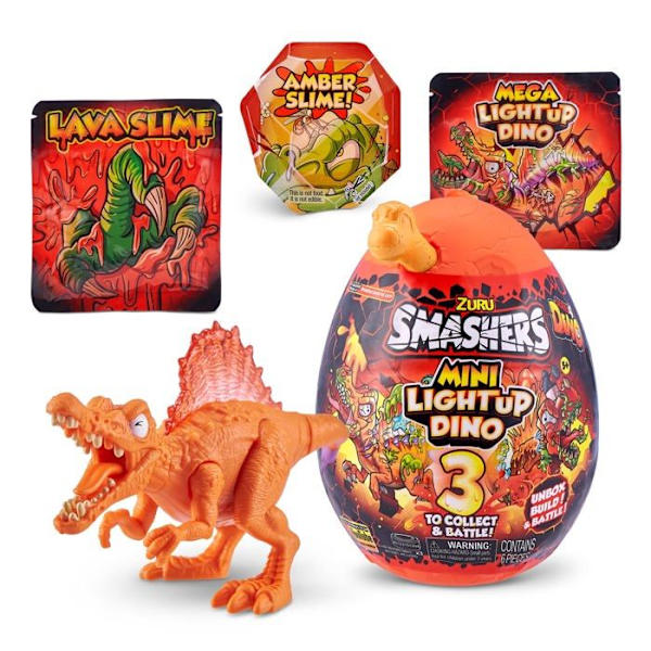 Smashers - 7473B - Luminous Surprise Series 4-Mini Spinosaurus Egg Light-Up Dino,