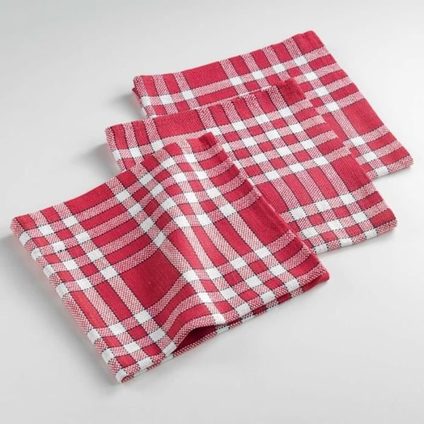 Servetter - LIGNE DECOR - 45 x 45 cm - Vävd bomull - Röd - Set med 3 Röd