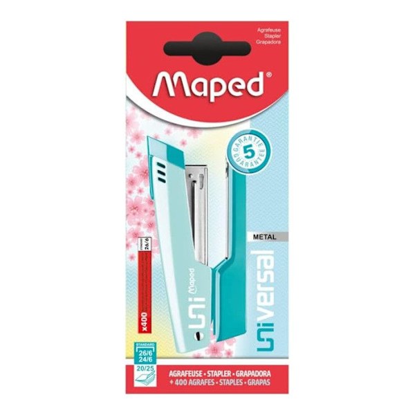 Kontorshäftare - Maped - Universal - Metall - 5 års garanti - Pastellblå färg Blå