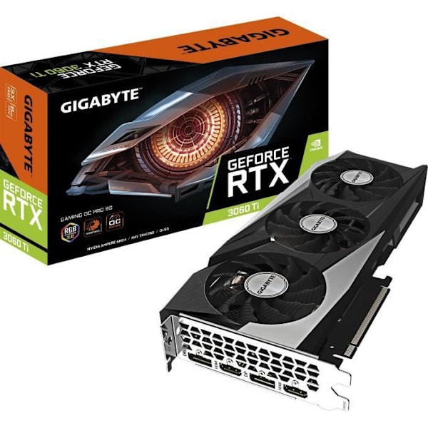 GIGABYTE RTX 3060 Ti GAMING OC PRO 8G LHR grafikkort (GV-N306TGAMINGOC PRO-8GD)