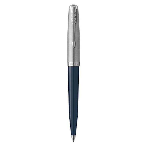 PARKER 51 Kulspetspenna, midnattsblå hartskropp + kapsyl i polerat rostfritt stål, palladiumkant, svart refill, medium spets, presentförpackning