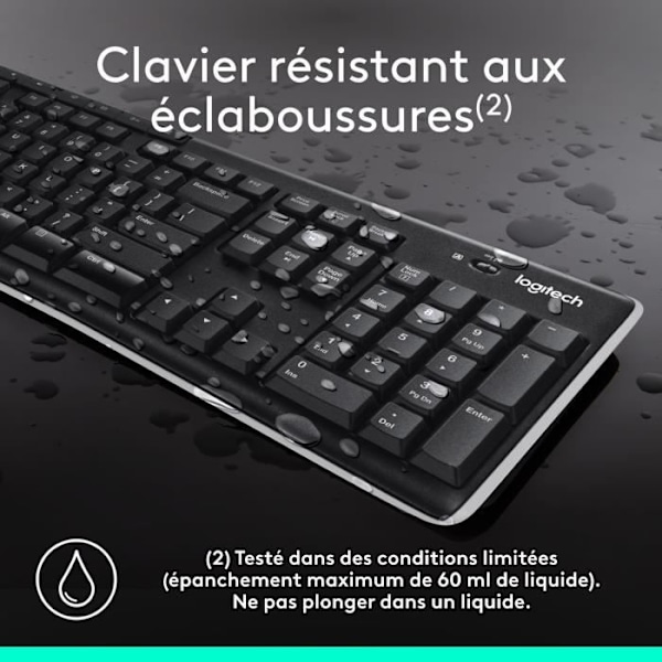 Tangentbord - Trådlöst - Logitech - K270 - AZERTY - Svart